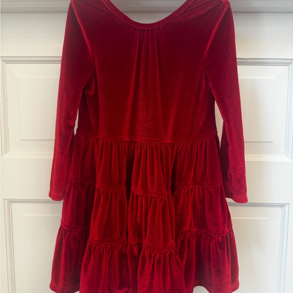 Pink Chicken Vibrant Red Velvet Kids Dress
